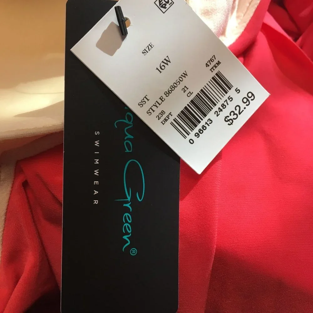 NWT Aqua Green Tiered Tankini Top - Flamingo - Size 16W
